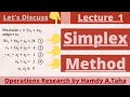 Simplex method  maximization problem  operation research by hamdy ataha