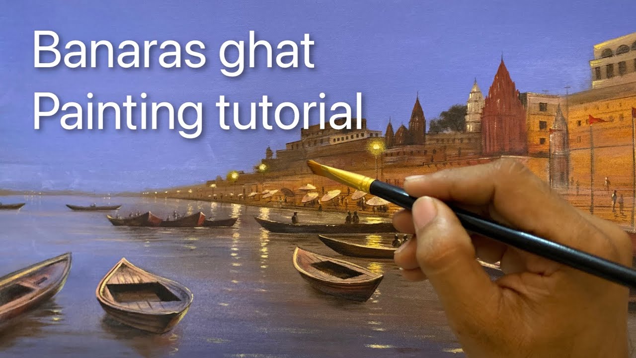 Banaras ghat acrylic painting tutorial