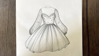 how to draw a beautiful girl dress || easy drawing ideas for girls || easy drawing step by step