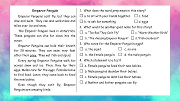 1.6 | Emperor Penguin | Reading Skills | Grade 1 | All English 4U