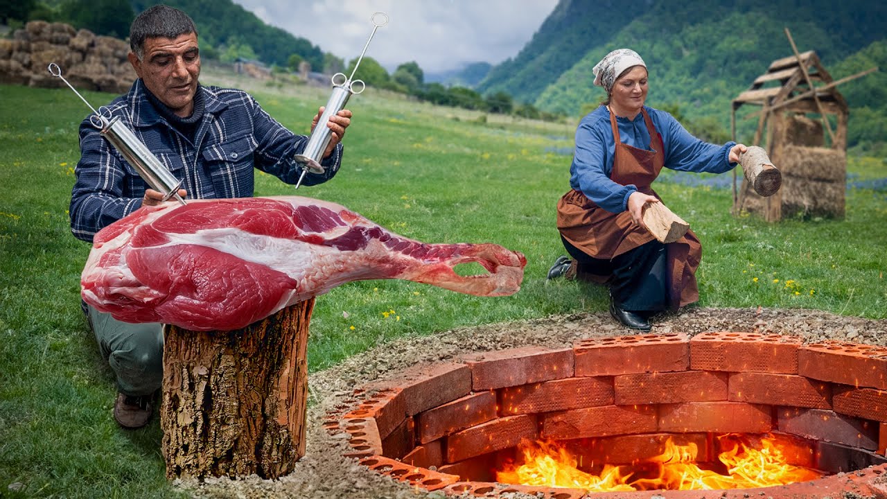 تجربة طهي ساق لحم بقري ضخمة على الطريقة الريفية!