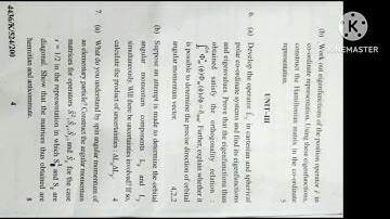 QUANTUM MECHANICS, M.Sc. PHYSICS 1st SEM, QUESTION PAPER | KURUKSHETRA UNIVERSITY |