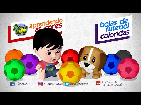 NOVO! Aprendendo as cores com Bolas de Futebol, Bento e Totó (Vídeos Educativos)