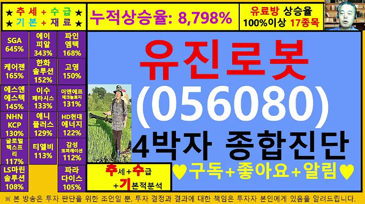 유진로봇(056080)4차원종목진단및향후주가전망 추수기(추수)전문가