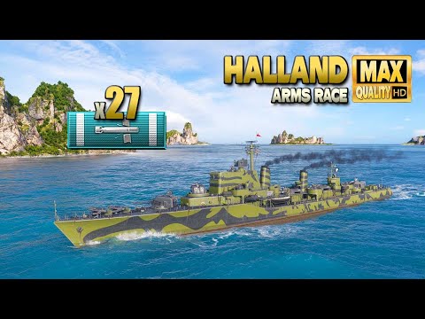 Destroyer Halland: 27 torpedo hits on map &quot;Mountain Range&quot; - World of Warships