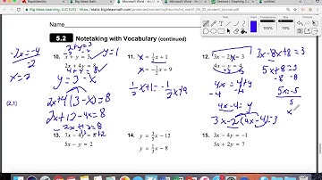 5.2 Solving Systems of Linear Equations by Substitution