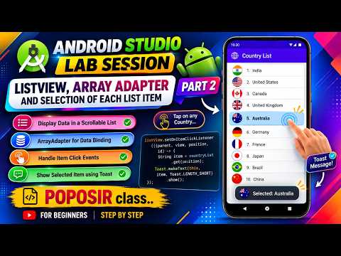 ListView & ArrayAdapter | Android Studio Lab Session | Part 2