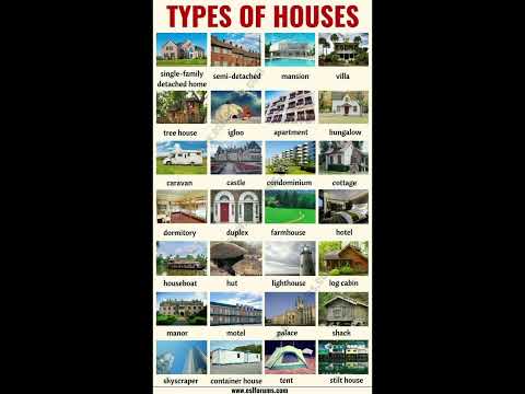 أسماء وأنواع المنازل والشقق السكنية باللغة الإنجليزية انجليزي 