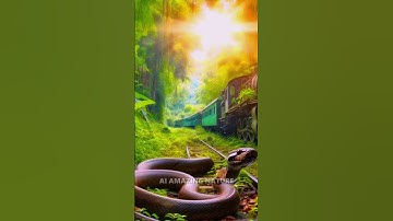 AI Nature Visuals | Abandoned Train Scenery | Amazon Jungle Python #trending #shorts #discovery