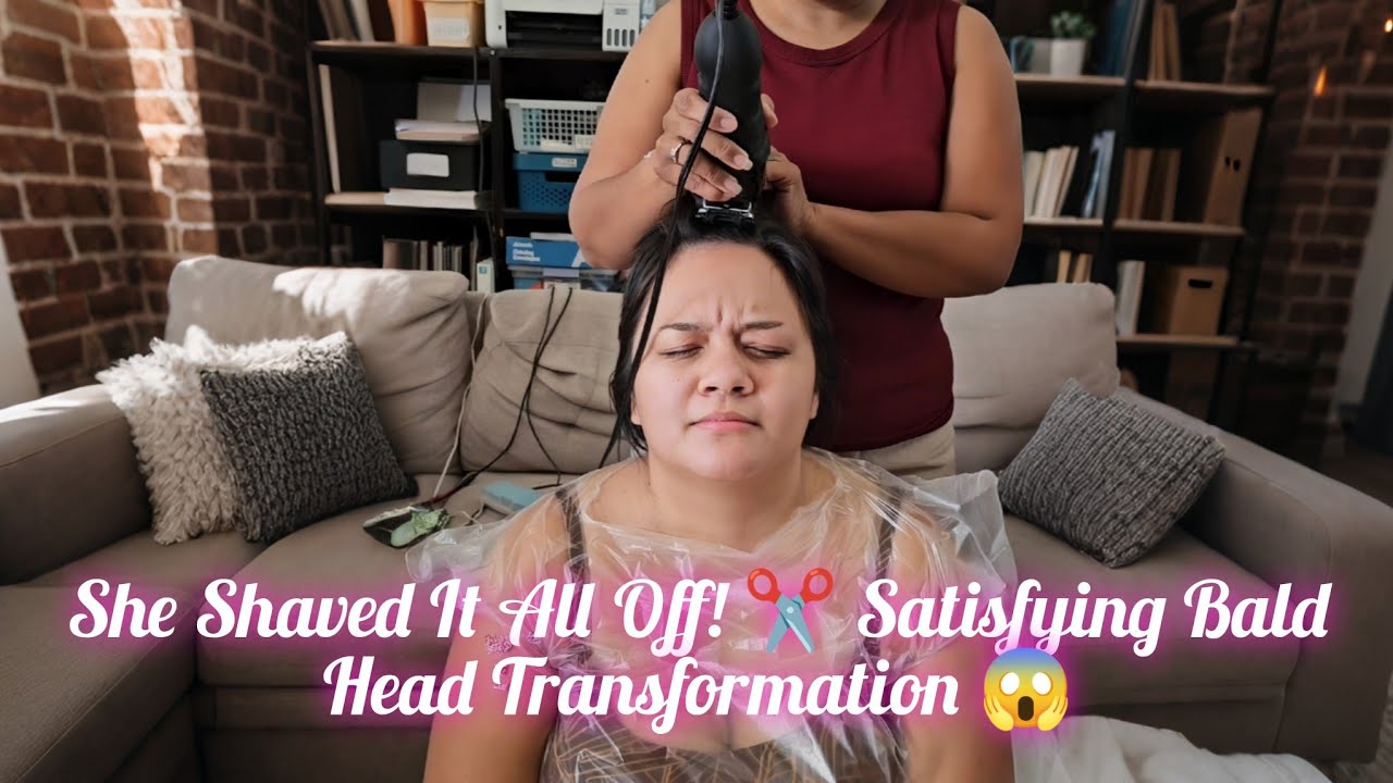 Она всё сбрила! ✂️ Удовлетворительное преображение в лысую голову 😱