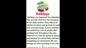 Short essay on Holiday in English