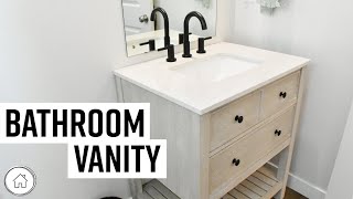 DIY How to replace a pedestal sink with a vanity - bathroom remodel