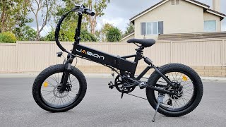 Jasion EB7 2.0 Electric Bike 1200W Peak Motor 48V 10AH Removable Battery 20&quot; Fat Tire Electric Bike