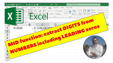 MID function: extract DIGITS from NUMBERS including LEADING zeros