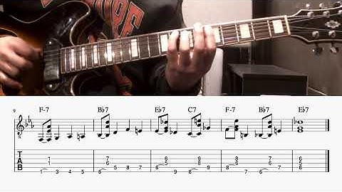 Easy Walking Bass and Chords with Tab   Eb Jazz Blues Example