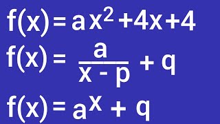 How to find the equation of the parabola, hyperbola and exponential graph. functions grade 11 and 12