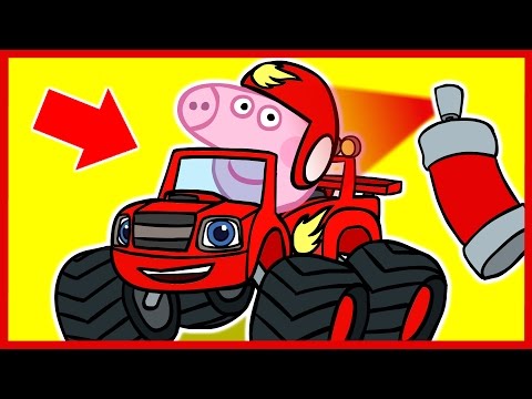 Мультик. Раскраска. Вспыш. Учим Цвета. Свинка Пеппа. Cartoon Blaze. Learn Colors.