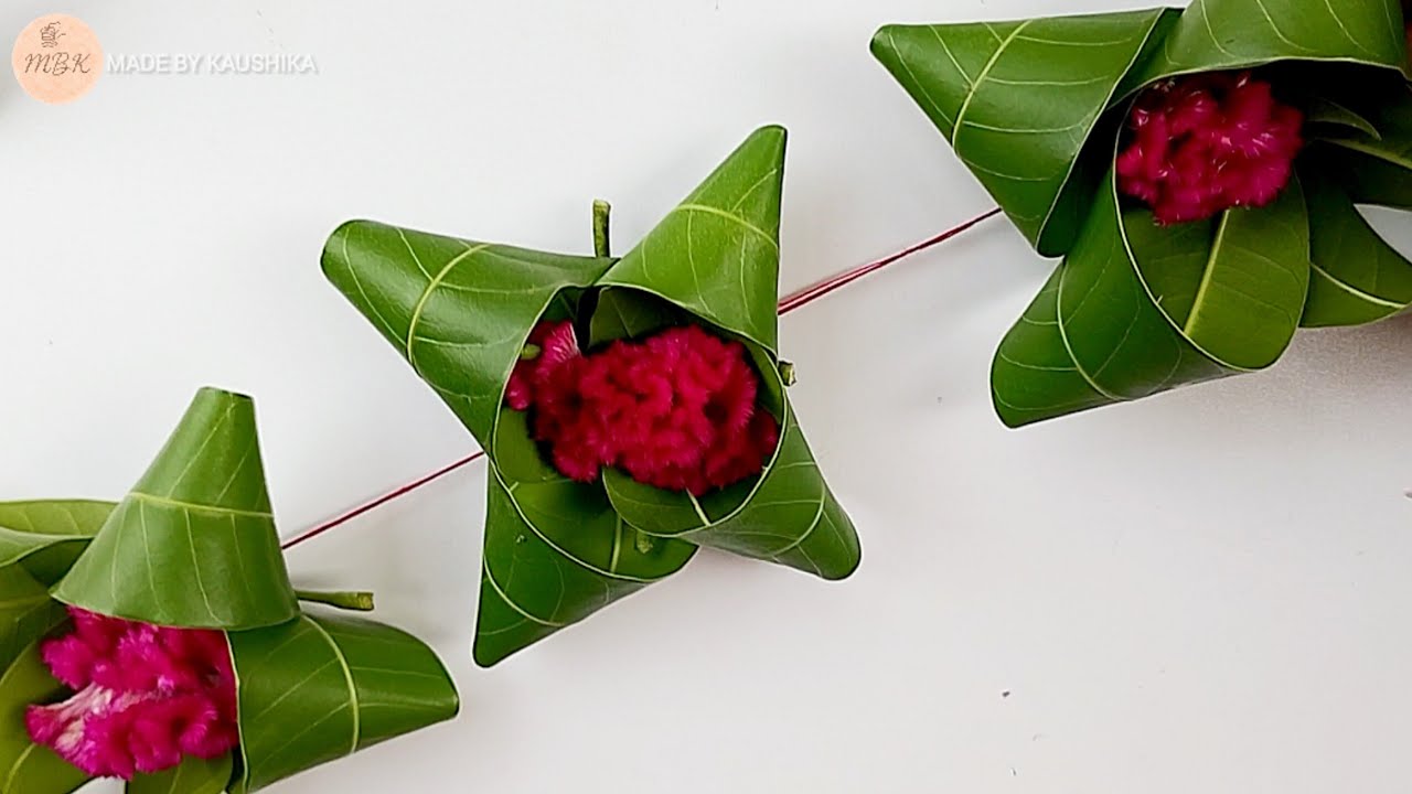 Beautiful Leaf Toran Decoration Without Stapler | Easy Natural Toran DIY | Traditional Leaf Craft