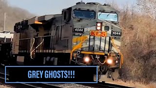 BONUS CLIPS 53! GHOSTS IN THE LEAD! TWO KCS GREY GHOST LEADERS ON THE UNION PACIFIC RAILROAD! 