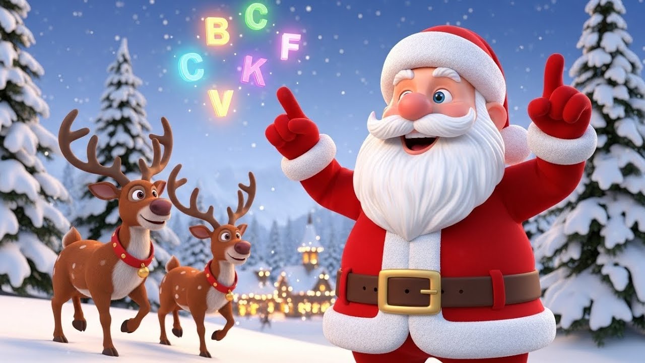 Santa’s Reindeer Alphabet Rhyme for Kids | Learn ABC & Letters, Christmas Nursery Rhyme, Baby Songs