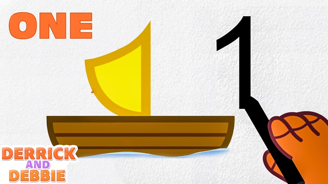 🦋 Drawing a Boat with Number 1 🔢 | Learn Numbers with Derrick and Debbie