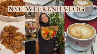 NYC FALL VLOG 🍂☕️: WEEKEND BRUNCH, FLOWERS & BAKING!