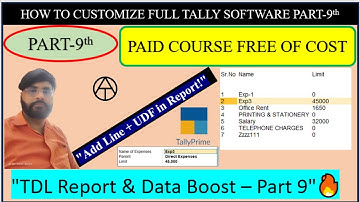 Tally TDL Part-9 | Add Extra Line in Report & What is UDF in TDL | Full Customization in Hindi