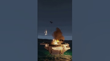 The A-164 Wipeout jet attacked the V-44 X that was about to take off on the aircraft carrier #shorts