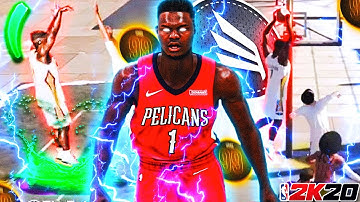 99 OVERALL ZION WILLIAMSON DOMINATES EVERYBODY AT THE PARK!! Best Slasher Build in NBA 2K20!