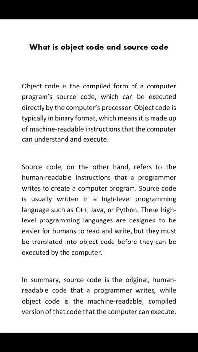 what is object code and source code. - YouTube image.