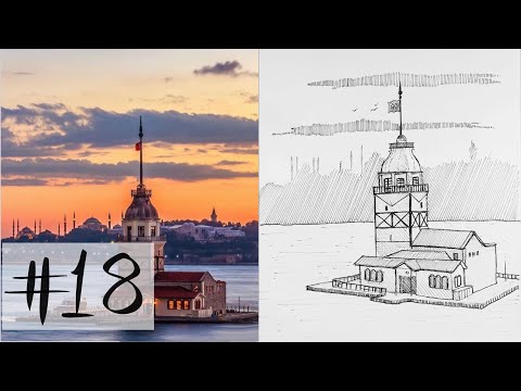 Mekan Nasıl Çizilir? (HowToDrawPerspective)  - Kız Kulesi (istanbul) #18