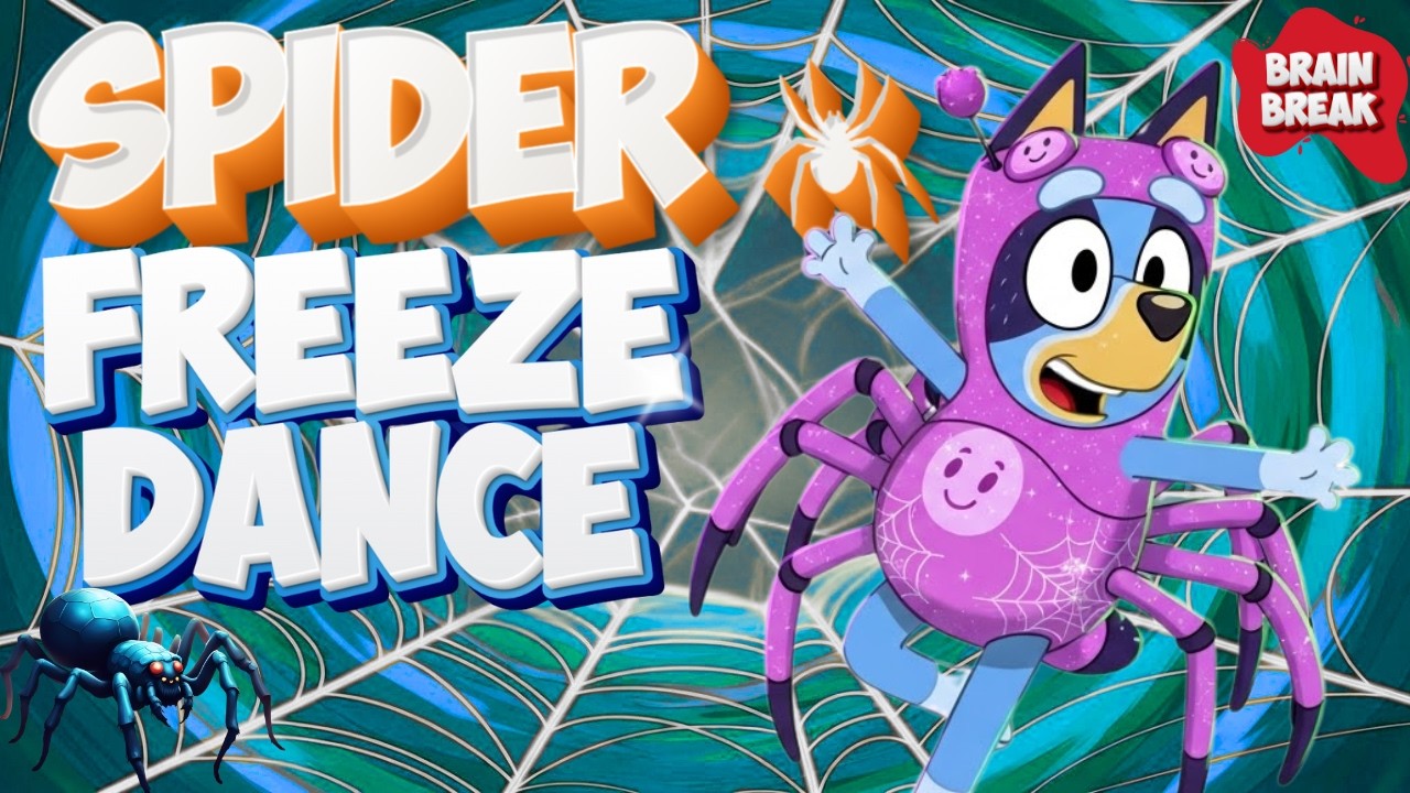 Bluey Spider Freeze Dance 🕷️ | Kids Brain Break, PE Activity & Indoor ...