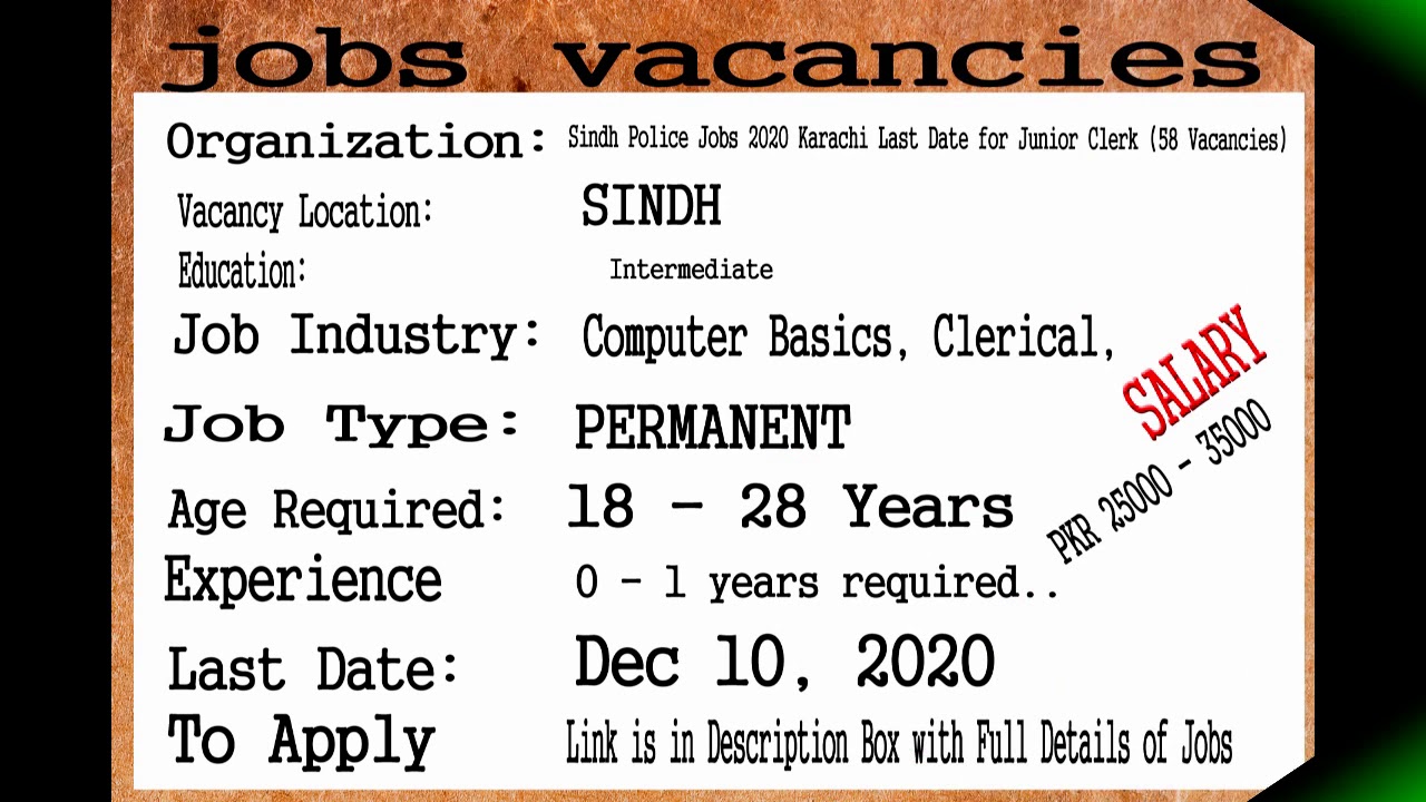 Sindh Police JOBS