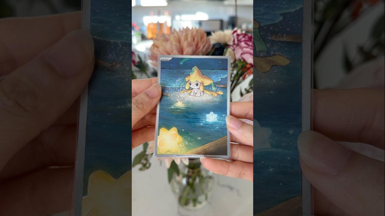 I painted a Jirachi Pokemon card inspired by Animal Crossing! 