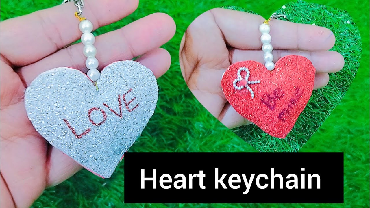 heart keychain||glitter heart keychain making||diy keychain|valentine's gift ideas 