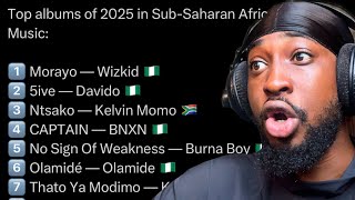 Top Albums Of 2025 In Subsaharan Africa On Apple  Theboyfromojo Reacts 