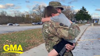 This deputy surprised his son in the best way when he returned from Afghanistan l GMA Digital