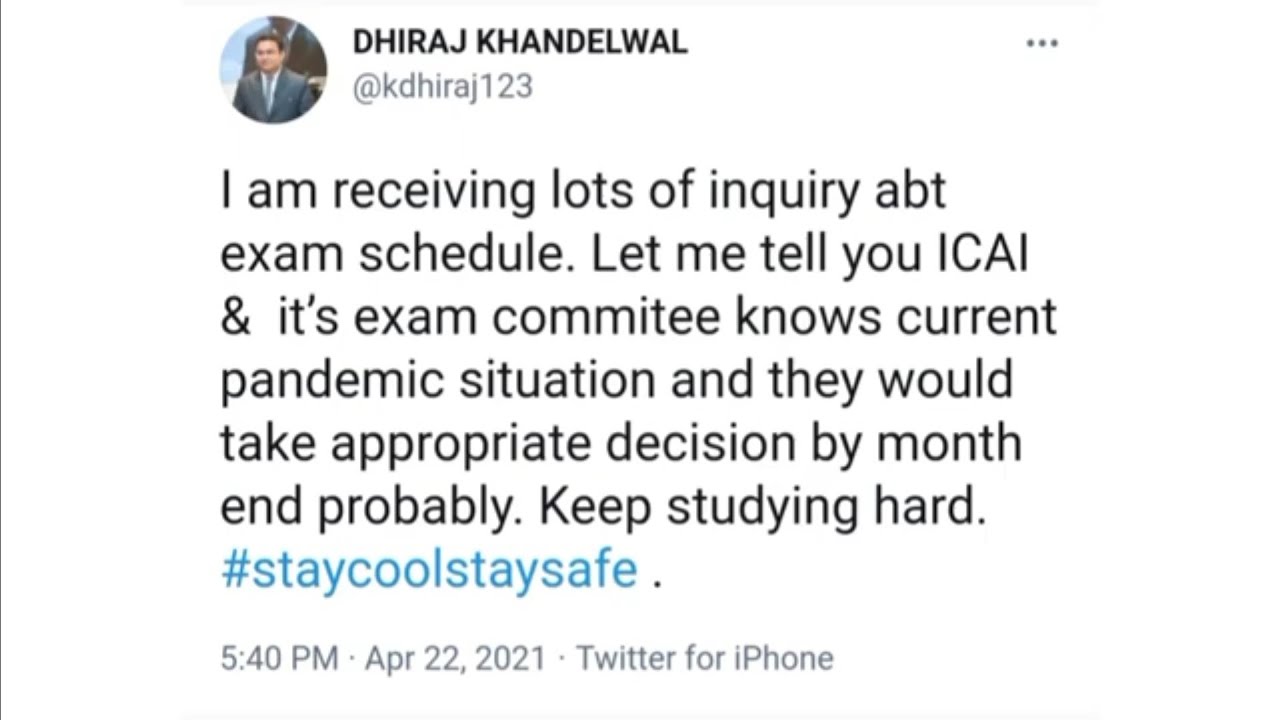 Latest update about May 2021 exam Tweet by CCM 