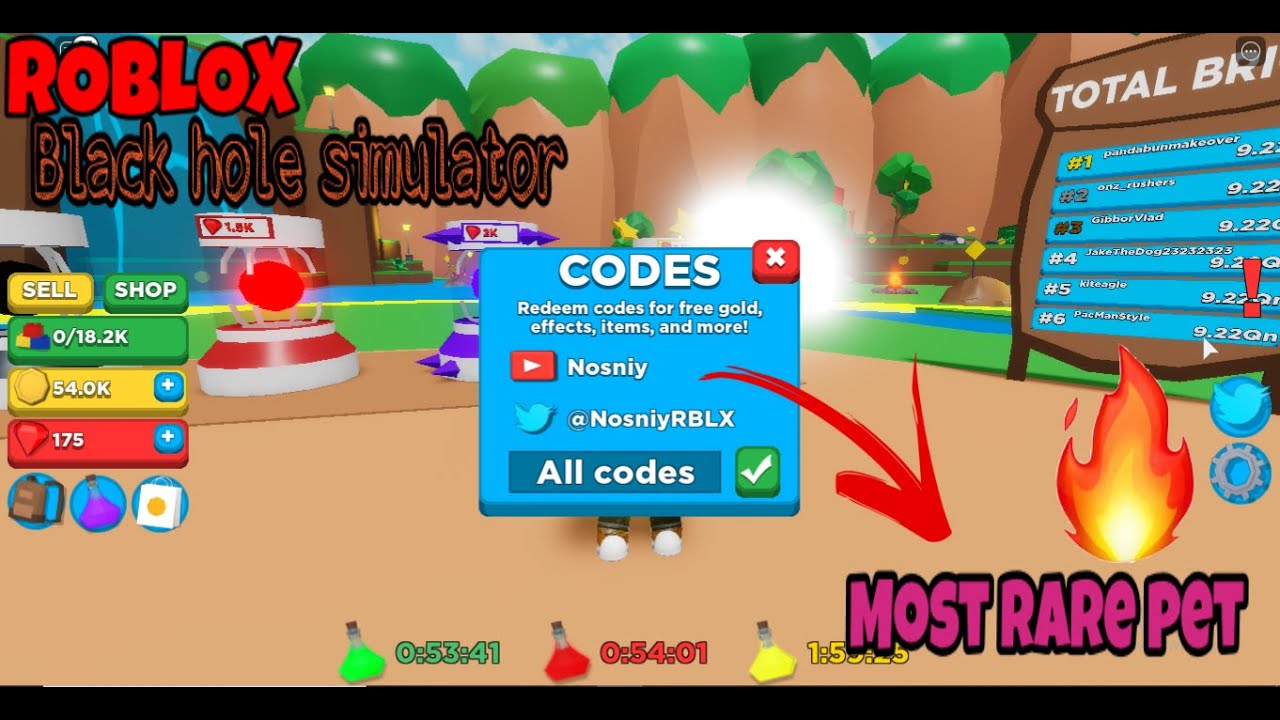All Working Codes Of Black Hole Simulator Roblox (July ...