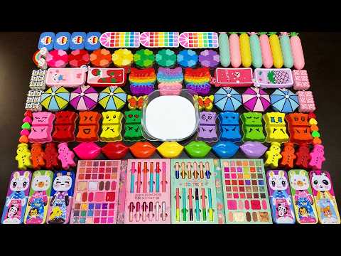 MIXING SLIME WITH CLAY VS MAKEUP VS GLITTER ! Mixing Random Things Into GLOSSY Slime #7615