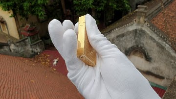 Deva.vn Bật lửa Dupont kim cương vàng chéo hoa văn cổ D128V | Giá 750K