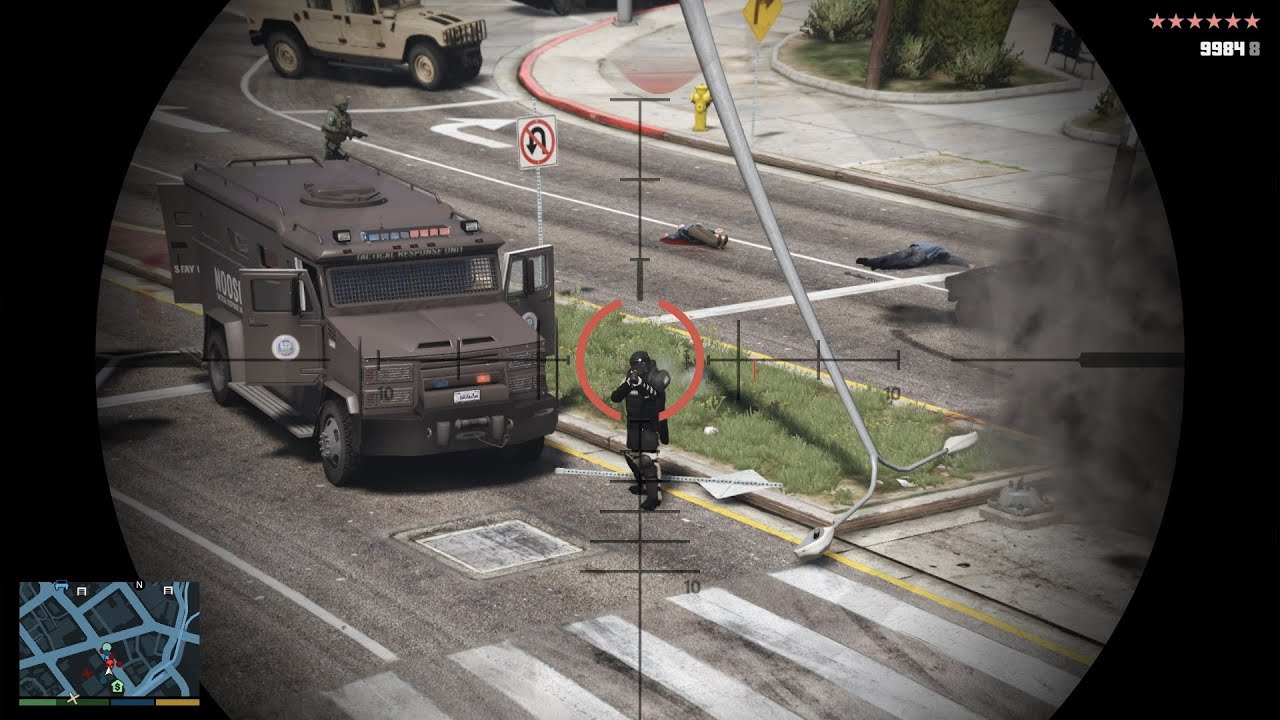 GTA V Davis Police Station Massacre + 10 Star Heat Escape - YouTube