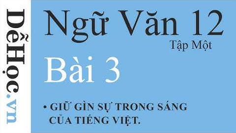 [Ngữ Văn 12 - T.1] BÀI 3 : GIỮ GÌN SỰ TRONG SÁNG CỦA TIẾNG VIỆT | dehoc.vn
