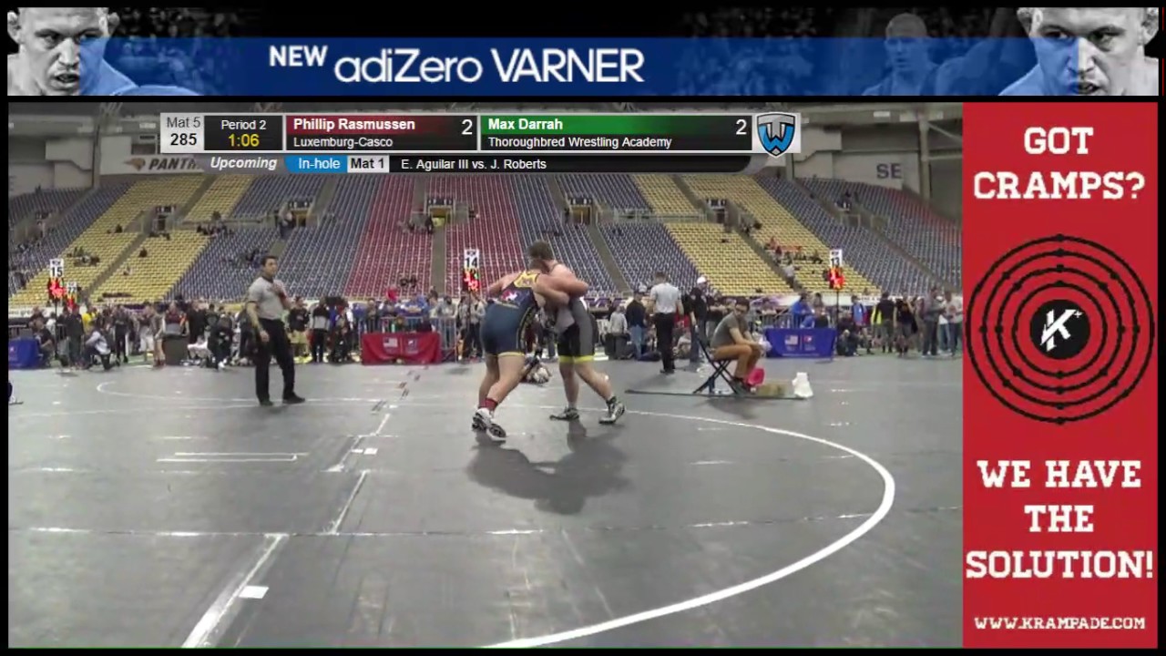 1214 Junior 285 Mat 5 Max Darrah Thoroughbred Wrestling Academy vs Phillip Rasmussen Luxemburg Casco
