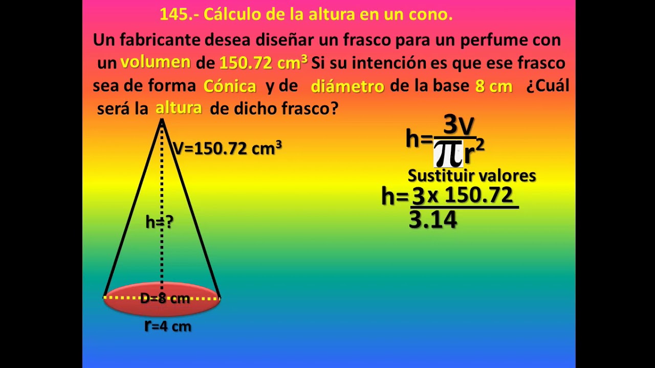 145 CALCULO DE LA ALTURA DE UN CONO ACT YouTube 145 CALCULO DE LA ALTURA DE UN CONO ACT YouTube