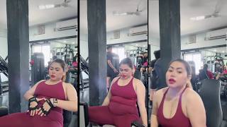 a beautiful mom is at the gym