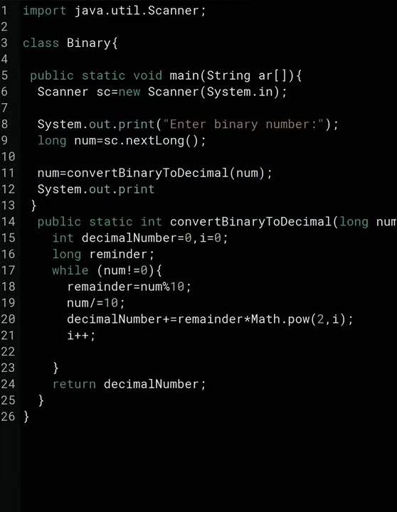Java Program to Convert Binary Number to Decimal Number - YouTube