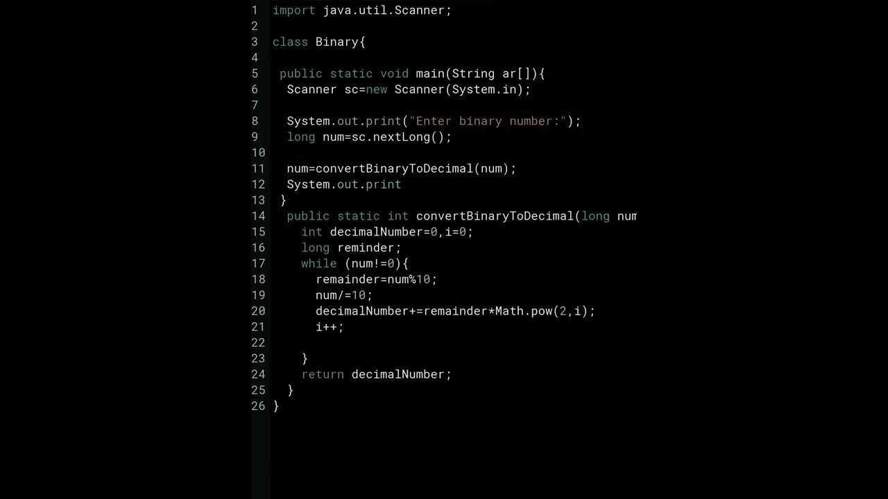Java Program to Convert Binary Number to Decimal Number - YouTube