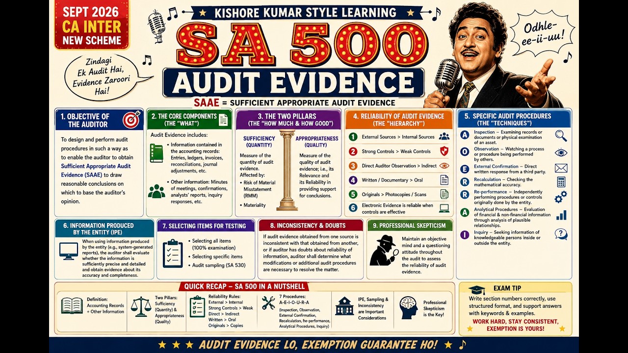 SA 500 Audit Evidence Revision Song 🎶 | Kishore Kumar Style | CA Inter ...