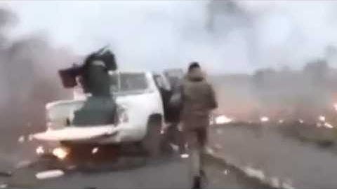 Удар дрона Герань-2 в пикап ПВО армии Украины